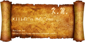 Kilián Mózes névjegykártya